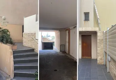two pictures of a building with stairs and a hallway at Nestor&Jeeves - LIDO BEACH - Central - Very close sea - Pedestrian zone in Nice