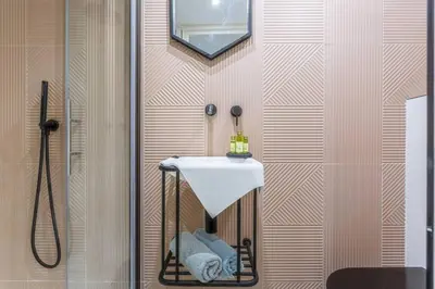 a bathroom with a sink and a shower at MY CASA - BUNICO 1 - Old Town Renovated Studio in Nice