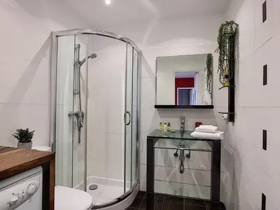 a bathroom with a shower and a toilet and a sink at Nestor&Jeeves - CORAL SEA TERRACE - Central - Very close beaches in Nice