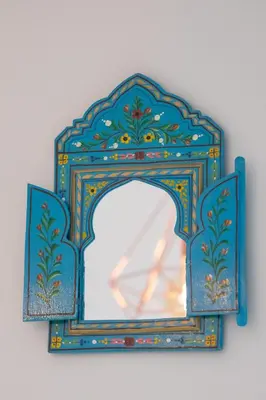 a mirror with a blue frame on a wall at 8 CONDAMINE - Stylish in Old Town - 2 pièces - 300m de la mer in Nice