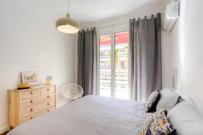 a bathroom with a shower and a toilet and a sink at #29 Suite Gambetta AC Sea view 2 bedrooms 1min Walk to Promenade & Sea in Nice