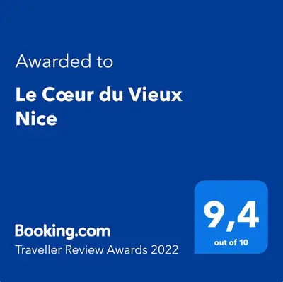 a screenshot of a cell phone with the text awarded to le corwin du v at Charmant Studio climatisé - Vieux Nice in Nice