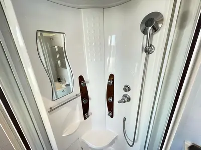 a bathroom with a shower and a mirror on the wall at Nice Renting - BUFFA - Cosy Studio fully equipped - Beach & Negresco in Nice