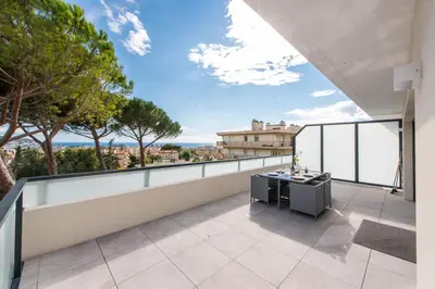 an apartment balcony with a view of the city at Elegance in Nice