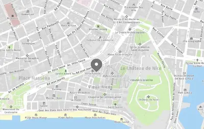 a map of the city of berlin with a marker at ApartHotel Riviera - ISTRIA 1- Old town Promenade des Anglais - Superbe Appartement Superior 2 Pièces AC in Nice