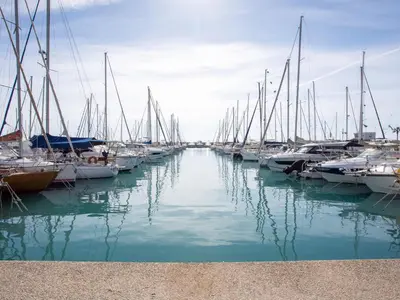 a group of boats docked in a harbor at Apartment Les Voiliers by Interhome in Saint-Laurent-du-Var