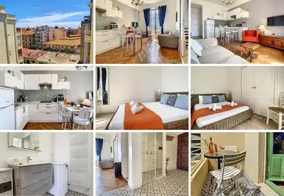 a collage of four pictures of a room at Nestor&Jeeves - HAPPINESS BEACH - Central - Close sea - Top floor in Nice