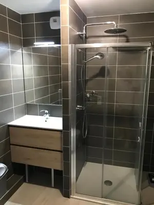 a bathroom with a shower and a sink at Appartement à Nice in Nice