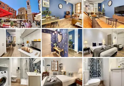 a collage of photos of a hotel room at Coeur Vieux Nice - Place Rossetti in Nice