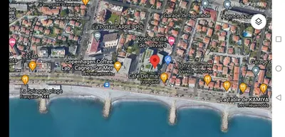 a map of a city with buildings and a lake at Appartement 6 personnes face à la mer in Cagnes-sur-Mer