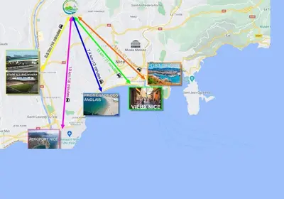 a map of the park with different attractions at Maison Casa Milesa - Calme, Spa privatif sur demande, Parking securisé, à 12 min des plages in Nice