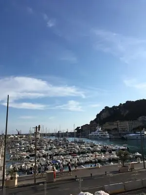 a bunch of boats are parked in a harbor at La Coquette - Sea View - Parking - AC - Pool in Nice