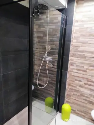 a shower in a bathroom with a glass door at NICE- GAIRAUT - JARDIN PRIVE- GRAND F1 LUMINEUX-Piscine Collective in Nice