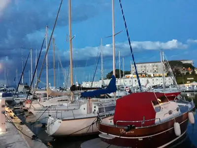 a bunch of boats are docked in a harbor at Beauty in Saint-Jean-Cap-Ferrat