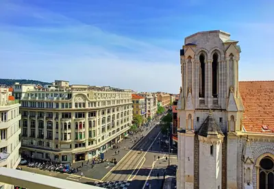 an aerial view of a city with a church at Nestor&Jeeves - NOTRE DAME - Hyper center - Top floor - 180 view in Nice