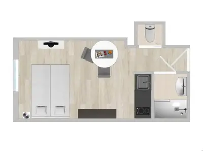 a drawing of a floor plan of a room at Budget studio Berlioz in Nice