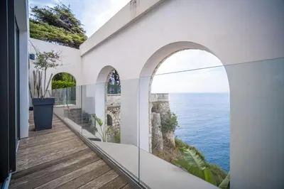 an ocean view from the balcony of a house at Superbe appartement Cap de nice in Nice