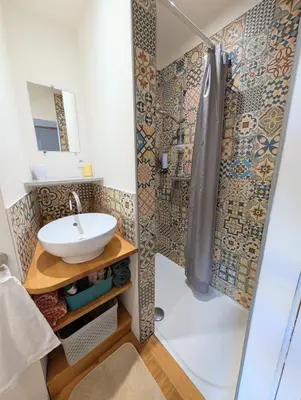 a bathroom with a sink and a shower at Herold Riviera in Nice