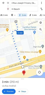 a screenshot of a cell phone with a map at Our home, Cozy Apartment two minutes from the sea - Clima in Nice