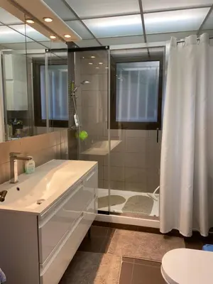 a bathroom with a shower and a sink and a toilet at Nice Absea Corniche Fleurie in Nice