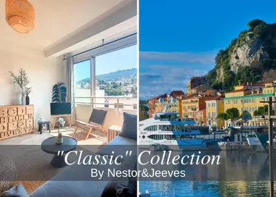 a living room with a view of a city at Nestor&Jeeves - BLUE PEARL - Port area - Close Old Town in Nice