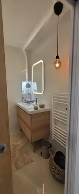 a bathroom with a sink and a mirror at cagnes promenade in Cagnes-sur-Mer