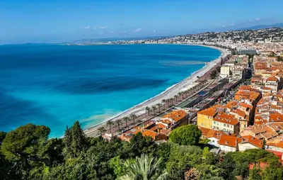 an aerial view of a city and the ocean at The Grand Riviera Apartments Nice - Top Choice in Nice in Nice