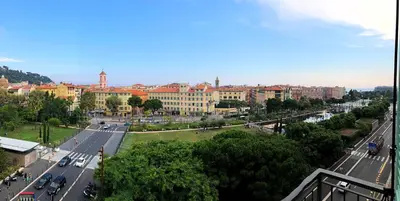 a view of a city with a street and buildings at Aston - Appartement Centre Ville Massena in Nice
