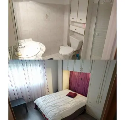 a bathroom with a bed and a sink and a toilet at Appartement Nice Promenade des Anglais pour 4 personnes in Nice