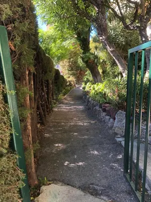 a path with trees and a green gate at Charmante chambre privée 5/10 mn du CentreVille/Port-Jardin/Parking in Nice