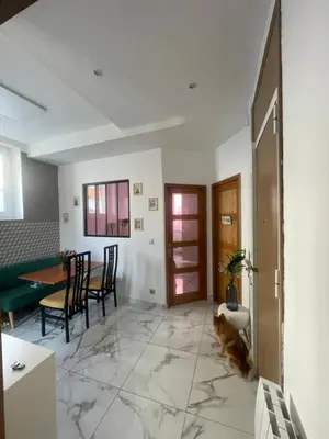 a living room with a cat laying on the floor at Nice Libération in Nice