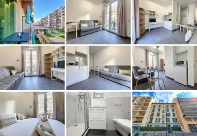a collage of photos of a apartment at Nestor&Jeeves - ROSIE FRANCE RIVIERA - Close sea - Balcony in Nice
