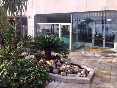 a store front with a garden of rocks and plants at Beachfront Studio on Promenade des Anglais in Nice