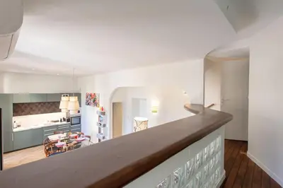 a large kitchen and living room with a dining room at #8 Suite Promenade 1min Beach 2rooms/Parking/Terrace/WIFI in Nice