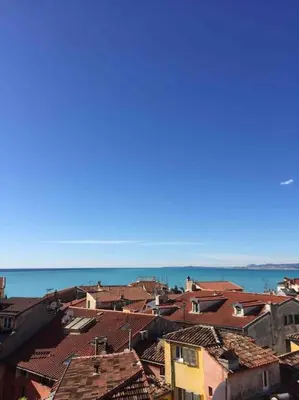 an aerial view of a city with red roofs at #32 Panoramic Sea View over Old Town Terrace & AC in Nice