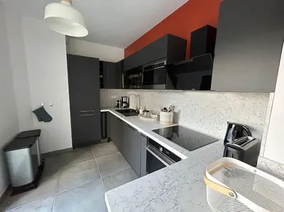 a kitchen with a sink and a counter top at Blue Pearl 102 By Avecoeur in Nice