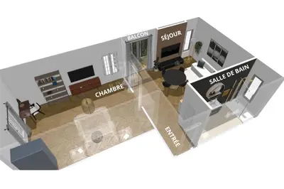 a modelling of a living room with an open floor plan at CASA ALMA. Hyper Centre. Luxe. in Nice