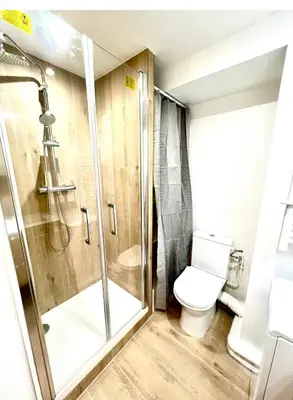 a bathroom with a shower and a toilet at Residence Californie in Nice