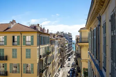 a view of a city street with buildings at Maison Bianchi - Saint Philippe in Nice