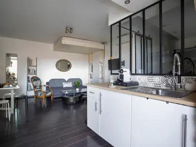 a kitchen with a sink and a counter top at Apartment Cros de Cagnes-1 by Interhome in Cagnes-sur-Mer