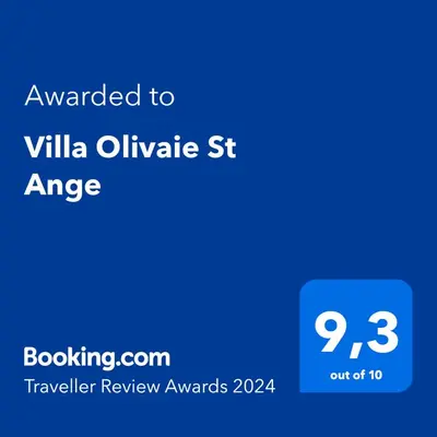 a blue screen with the text awarded to villa olivarial stnance at Villa Olivaie St Ange in La Gaude