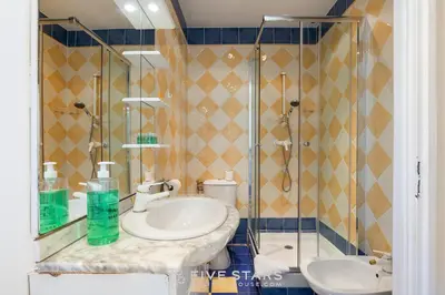 a bathroom with a sink and a shower at Suite La bohème Five stars Holiday house in Nice