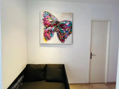 a picture of a butterfly hanging on a wall at Grand studio de 30 m2 Promenade des Anglais in Nice